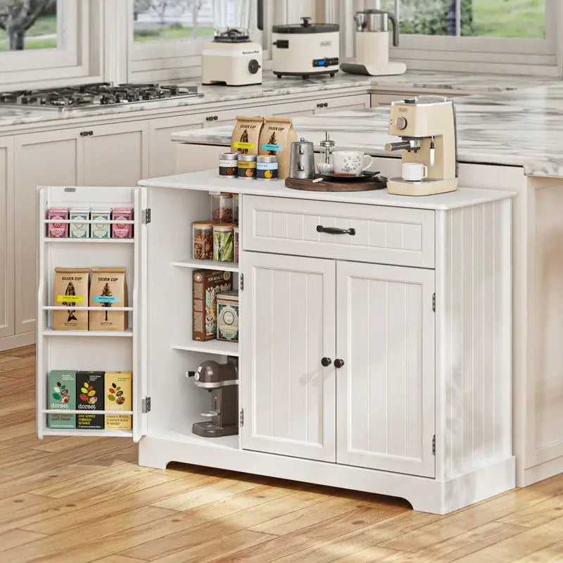 Buffet Cabinet Storage Sideboard, Kitchen Sideboard Storage Buffet Cabinet with Drawer and 3 Doors