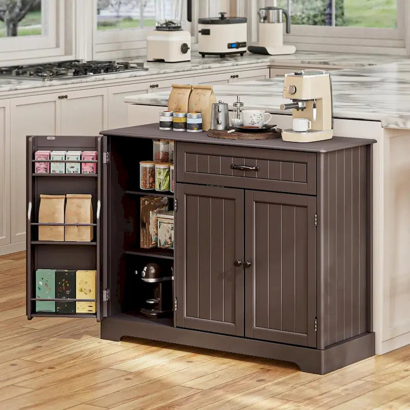 Buffet Cabinet Storage Sideboard, Kitchen Sideboard Storage Buffet Cabinet with Drawer and 3 Doors