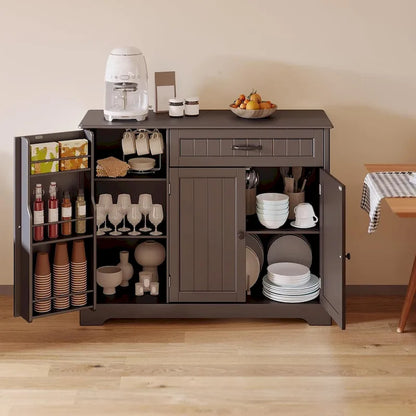 Buffet Cabinet Storage Sideboard, Kitchen Sideboard Storage Buffet Cabinet with Drawer and 3 Doors