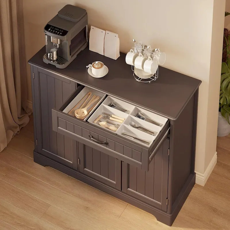 Buffet Cabinet Storage Sideboard, Kitchen Sideboard Storage Buffet Cabinet with Drawer and 3 Doors
