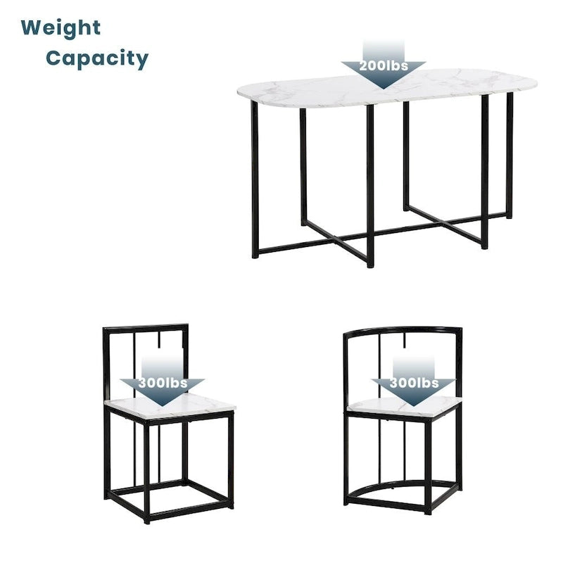 Modern 7-Piece Dining Table Set with Faux Marble Compact