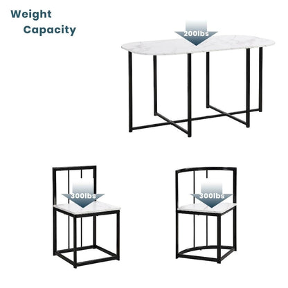 Modern 7-Piece Dining Table Set with Faux Marble Compact