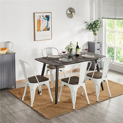 Yaheetech Set of 4 Metal Dining Chair with Wooden Stackable Chairs
