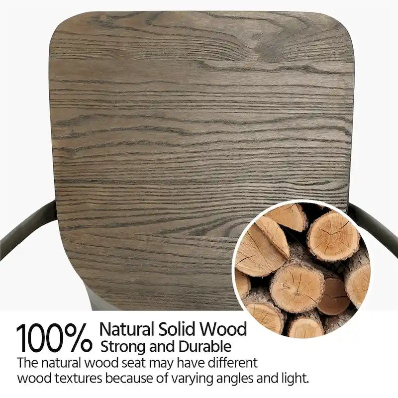 Yaheetech Set of 4 Metal Dining Chair with Wooden Stackable Chairs