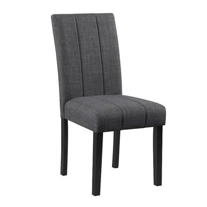 5 Piece Dining Table and Chairs Set, Black Wood, Fabric, Faux Stone Top