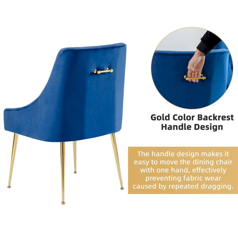 XINMICS Mid-Century Modern Velvet Dining Chair, Upholstered Parsons Chair, Set of 2