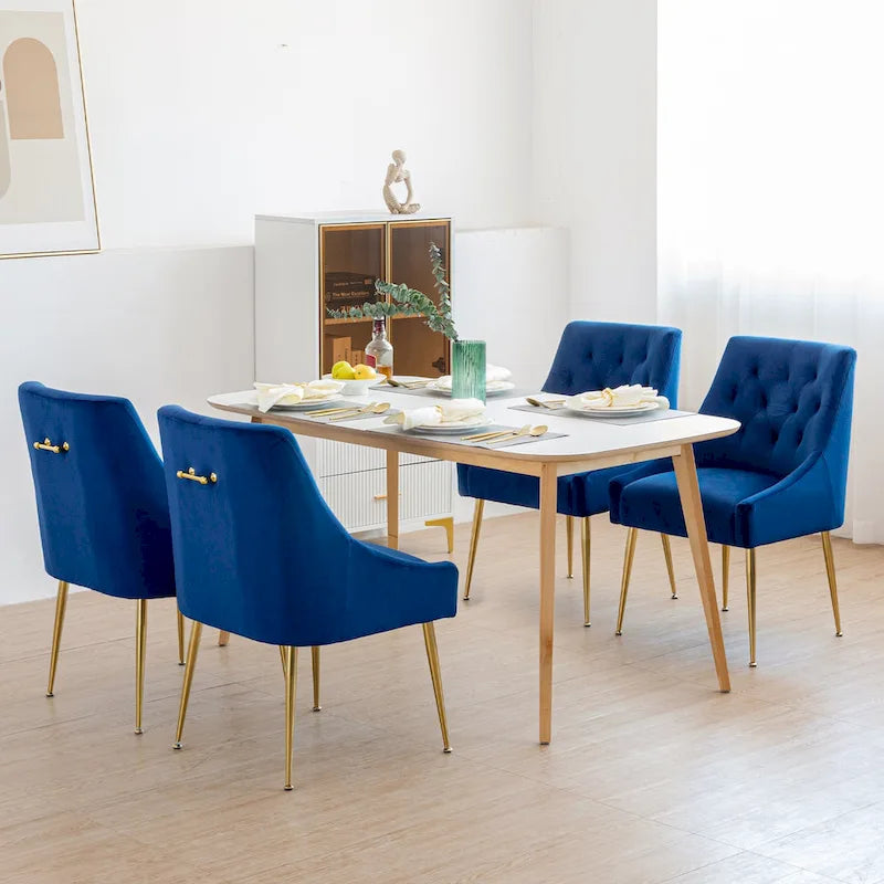 XINMICS Mid-Century Modern Velvet Dining Chair, Upholstered Parsons Chair, Set of 2