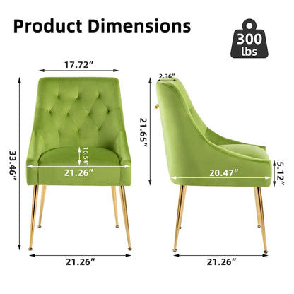 XINMICS Mid-Century Modern Velvet Dining Chair, Upholstered Parsons Chair, Set of 2