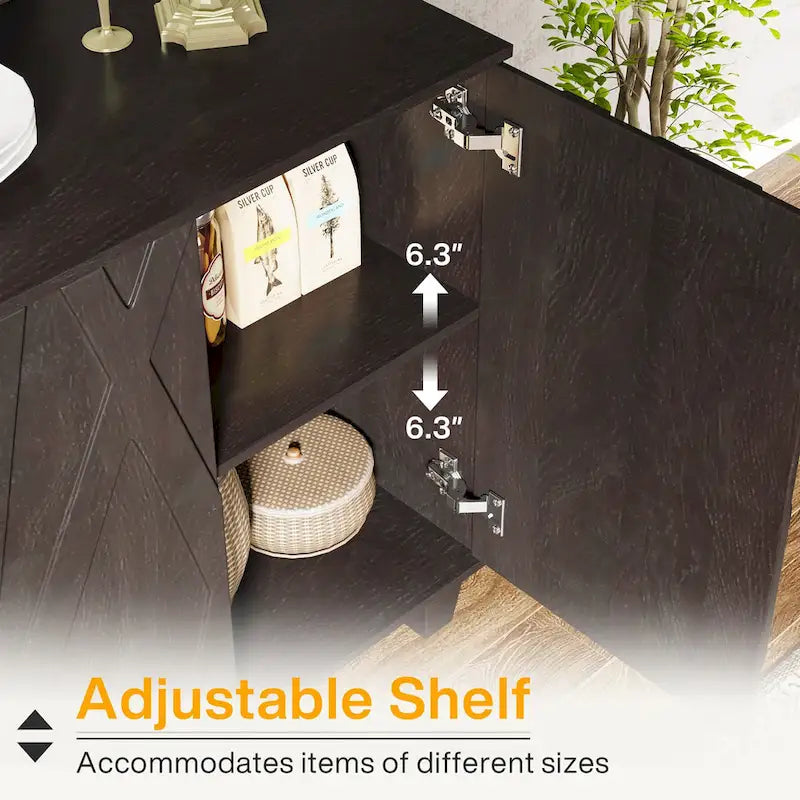 55 Sideboard Buffet Cabinet with Adjustable Shelving for Kitchen Dining Room