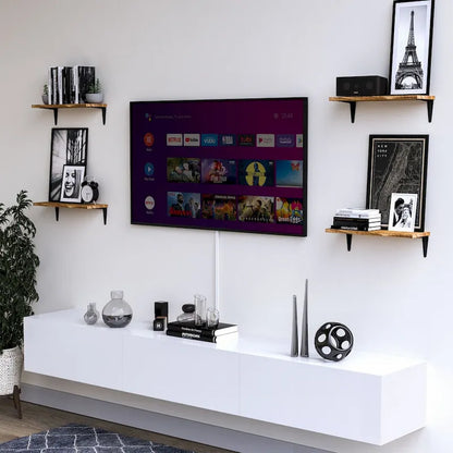 Wallniture Arras 17x6 Solid Wood Kitchen Shelves for Wall, Burned Finish, Set of 4