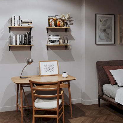 Wallniture Arras 17x6 Solid Wood Kitchen Shelves for Wall, Burned Finish, Set of 4