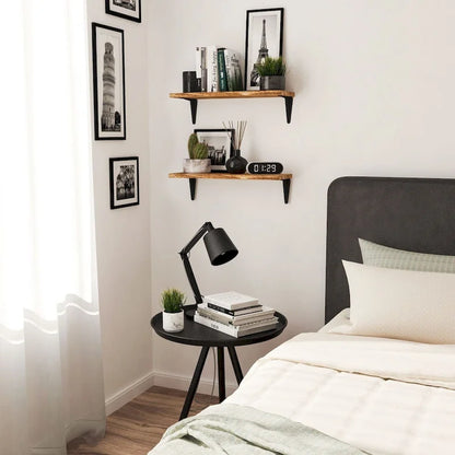 Wallniture Arras 17x6 Solid Wood Kitchen Shelves for Wall, Burned Finish, Set of 4