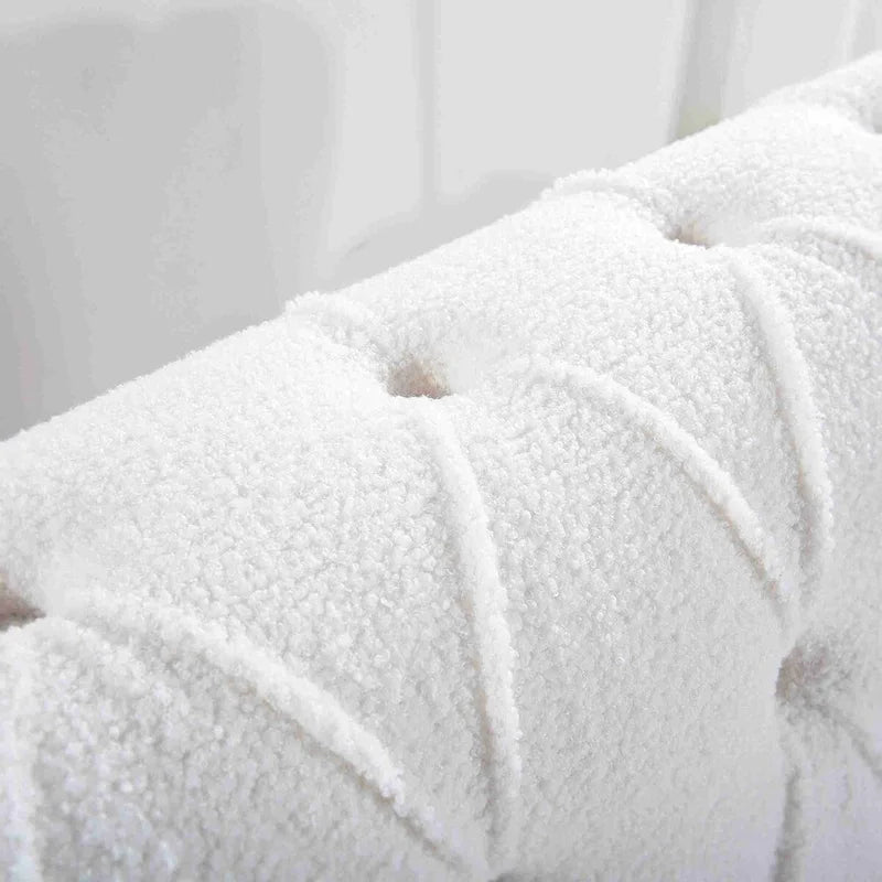 84 White Rolled Arm Chesterfield 3 Seater Sofa Couch