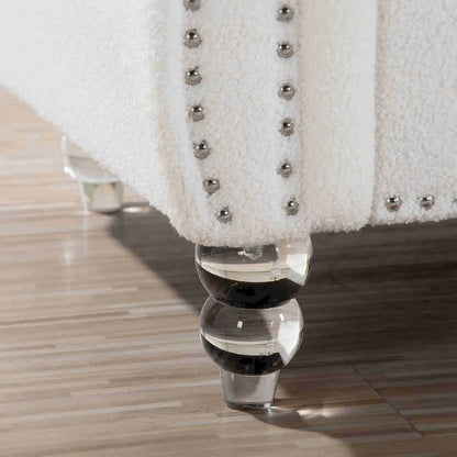 84 White Rolled Arm Chesterfield 3 Seater Sofa Couch