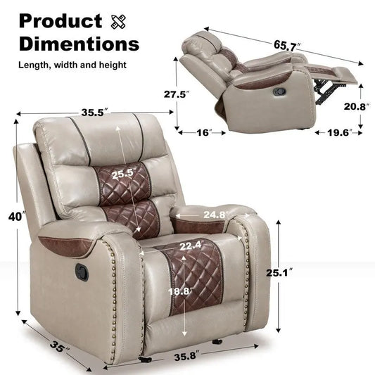 Big Size Faux Leather American Design Recliner Chair for Living Room