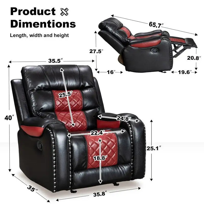 Big Size Faux Leather American Design Recliner Chair for Living Room