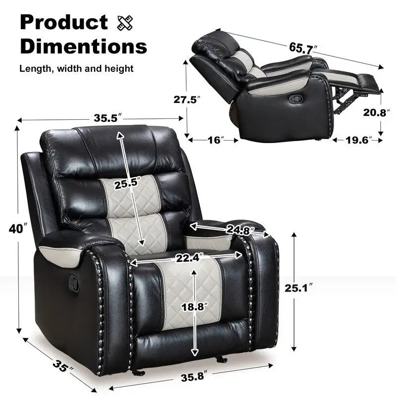 Big Size Faux Leather American Design Recliner Chair for Living Room