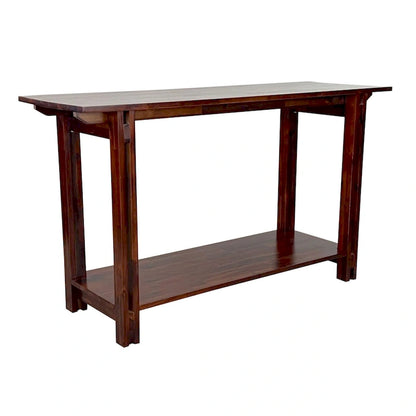 Acacia Wood Architectural Console Table with Shelf