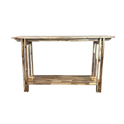 Acacia Wood Architectural Console Table with Shelf
