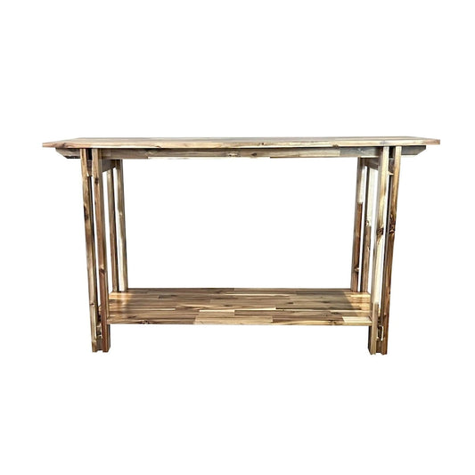 Acacia Wood Architectural Console Table with Shelf