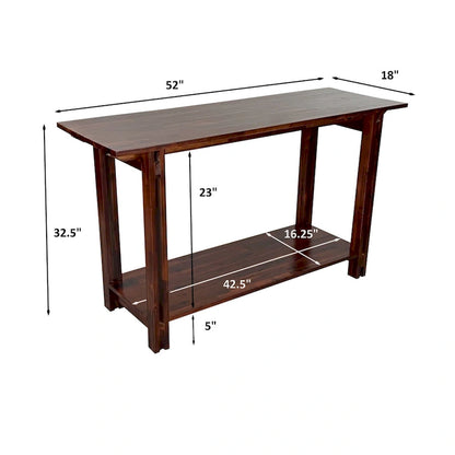 Acacia Wood Architectural Console Table with Shelf