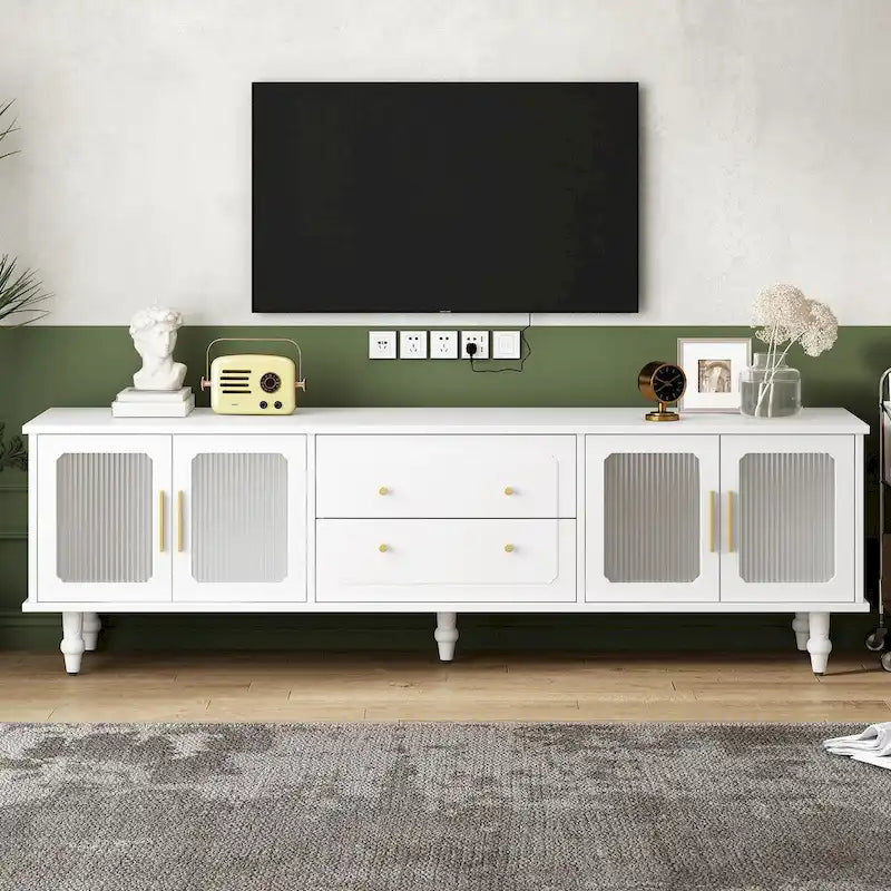 Practical Media Console with 2 Drawers and Cabinets
