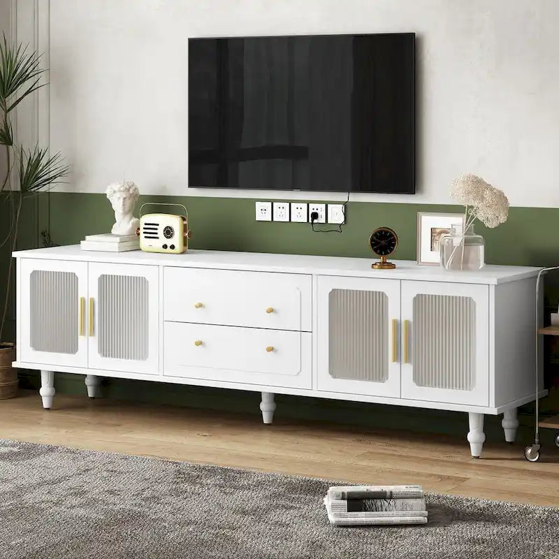 Practical Media Console with 2 Drawers and Cabinets