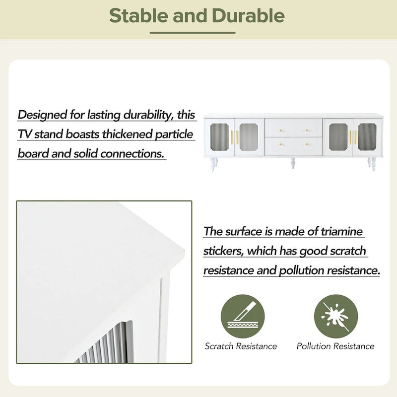 Practical Media Console with 2 Drawers and Cabinets