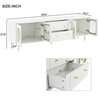 Practical Media Console with 2 Drawers and Cabinets
