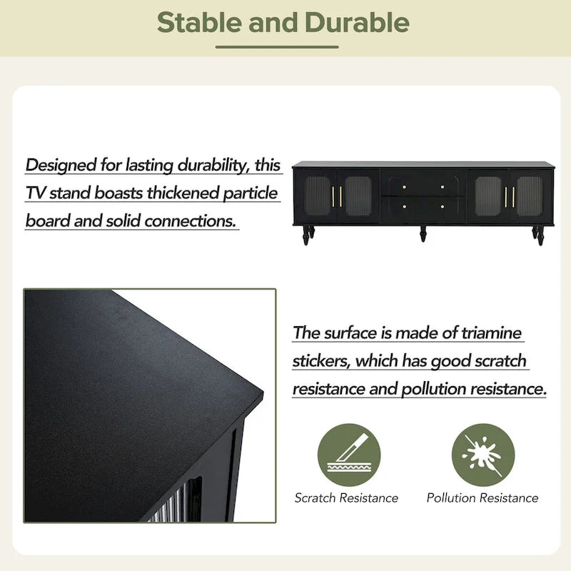 Practical Media Console with 2 Drawers and Cabinets