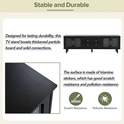 Practical Media Console with 2 Drawers and Cabinets