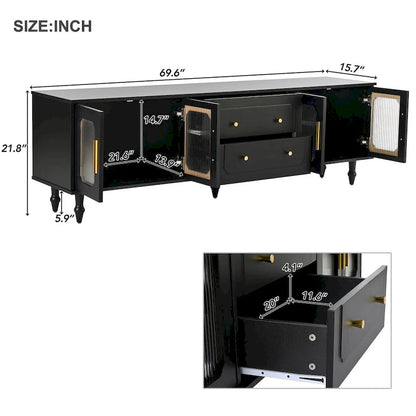 Practical Media Console with 2 Drawers and Cabinets