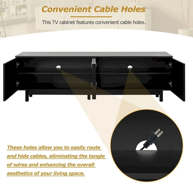 TV Stand,Arch Cabinets for TVs Up to 78,Entertainment Center with Solid Wood Legs with 2 Storage Cabinets,Media Console