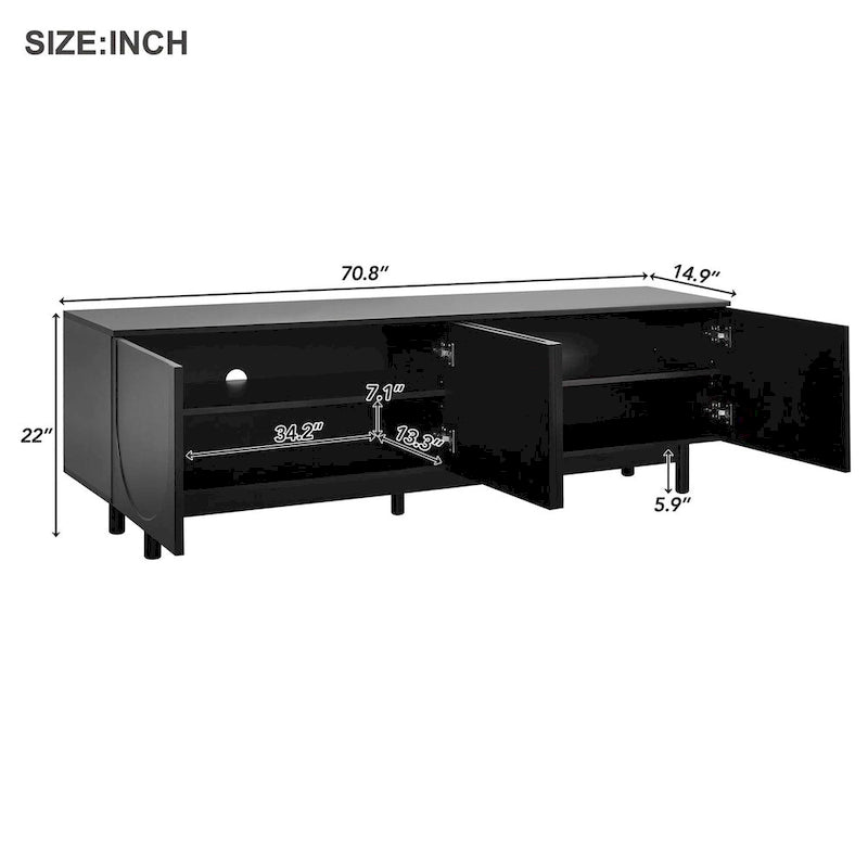 TV Stand,Arch Cabinets for TVs Up to 78,Entertainment Center with Solid Wood Legs with 2 Storage Cabinets,Media Console