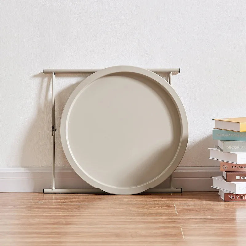 Javlergo Set of 2 Folding Round TV Tray Tables, Small Round Steel Side Table, No Assembly Required - 18.5 x 18.5 x 19.7 in