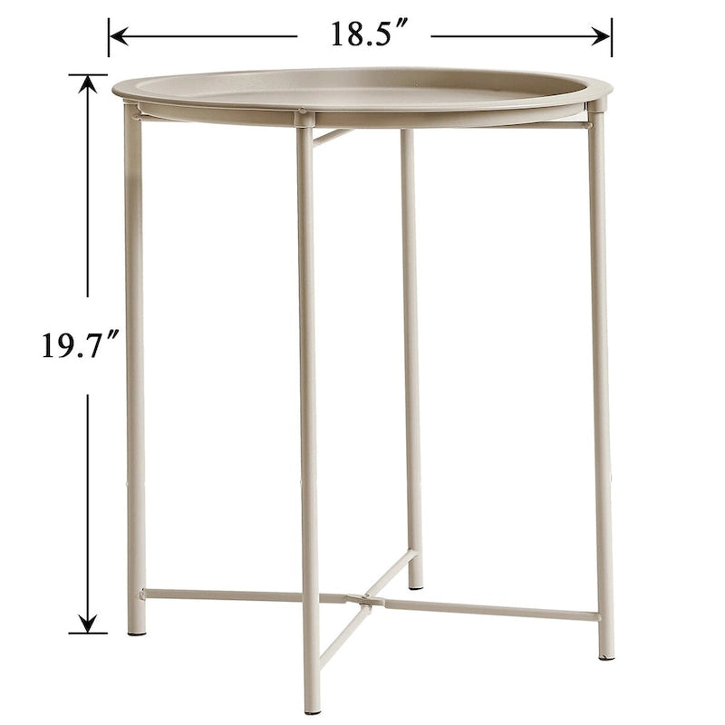 Javlergo Set of 2 Folding Round TV Tray Tables, Small Round Steel Side Table, No Assembly Required - 18.5 x 18.5 x 19.7 in