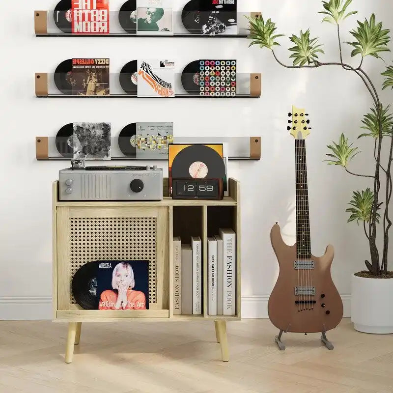 Record Player Stand with Vinyl Storage - 15.74 x 25.98 x 25.19 inches