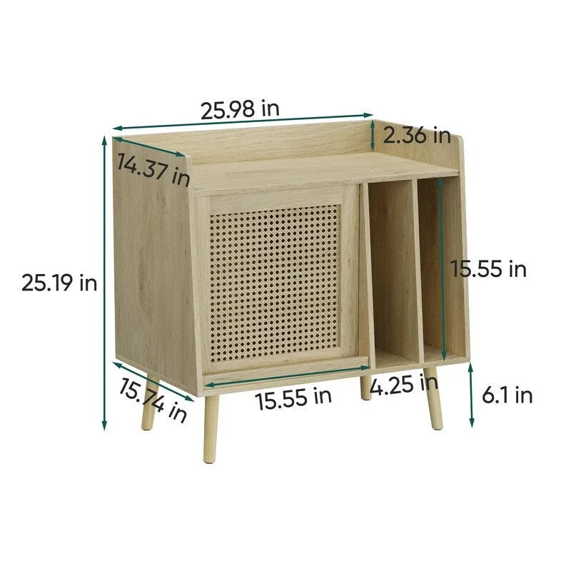 Record Player Stand with Vinyl Storage - 15.74 x 25.98 x 25.19 inches