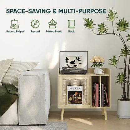 Record Player Stand with Vinyl Storage - 15.74 x 25.98 x 25.19 inches