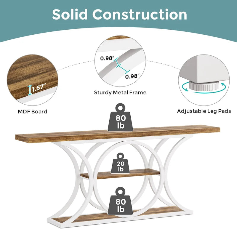 63 inch Long Entry Console Table, Rustic Sofa Table Behind Couch