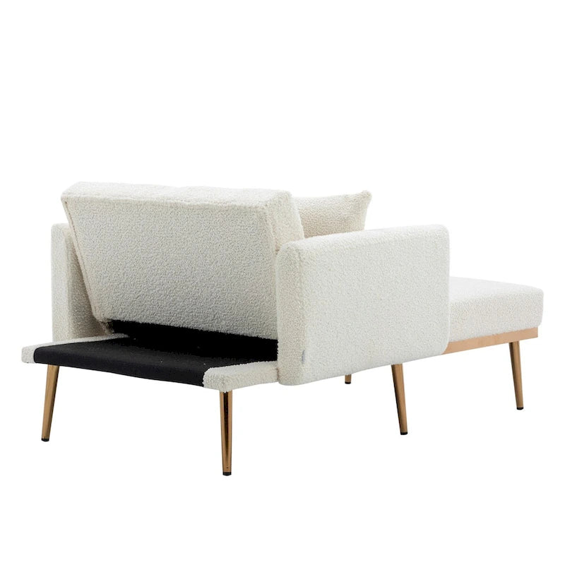 Chaise Lounge Chair Indoor,2 in 1 Velvet Convertible Sleeper Chair w/Ottoman,Lounge Chair w/Adjustable Reclining Backrest