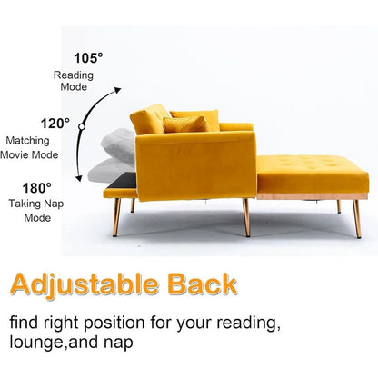 Chaise Lounge Chair Indoor,2 in 1 Velvet Convertible Sleeper Chair w/Ottoman,Lounge Chair w/Adjustable Reclining Backrest