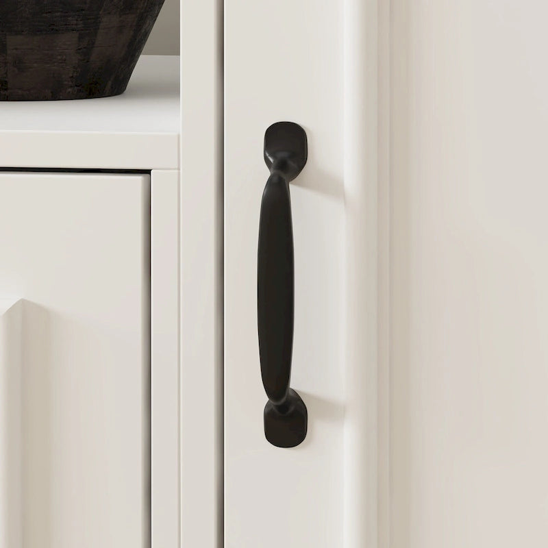 Modern White Entertainment Center Tempered Glass Doors Hydraulic Top