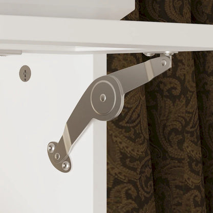 Modern White Entertainment Center Tempered Glass Doors Hydraulic Top