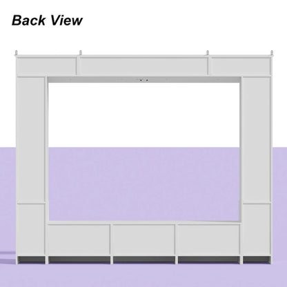 Modern White Entertainment Center Tempered Glass Doors Hydraulic Top