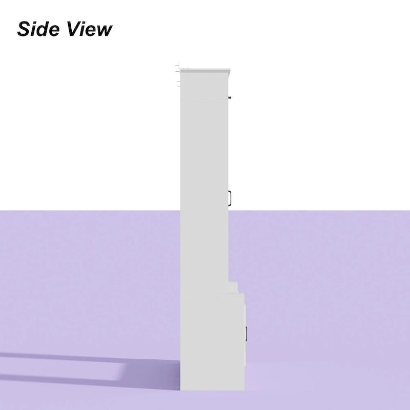 Modern White Entertainment Center Tempered Glass Doors Hydraulic Top