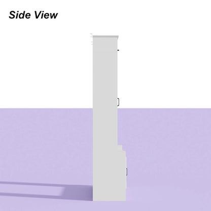 Modern White Entertainment Center Tempered Glass Doors Hydraulic Top