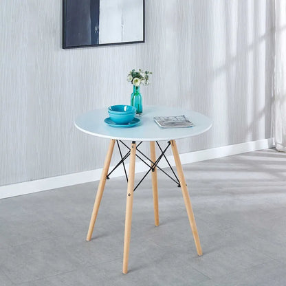 31.5White Table Mid-century Dining Table for 2-4 people With Round Mdf Table Top, End Table Leisure Coffee Table
