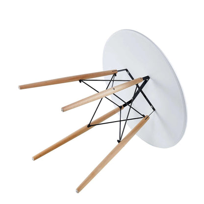 31.5White Table Mid-century Dining Table for 2-4 people With Round Mdf Table Top, End Table Leisure Coffee Table