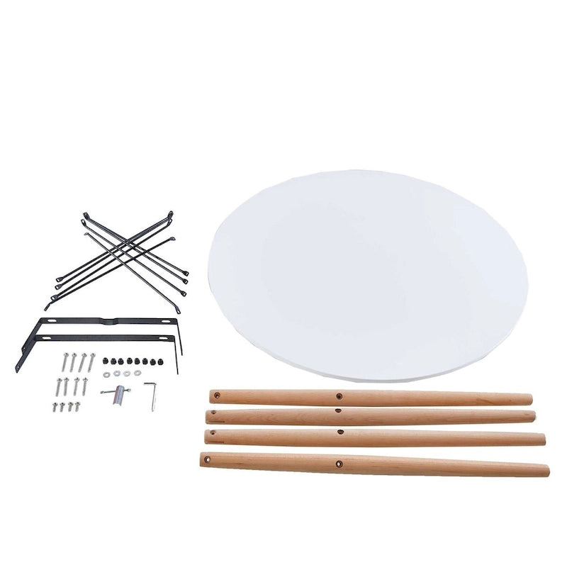 31.5White Table Mid-century Dining Table for 2-4 people With Round Mdf Table Top, End Table Leisure Coffee Table